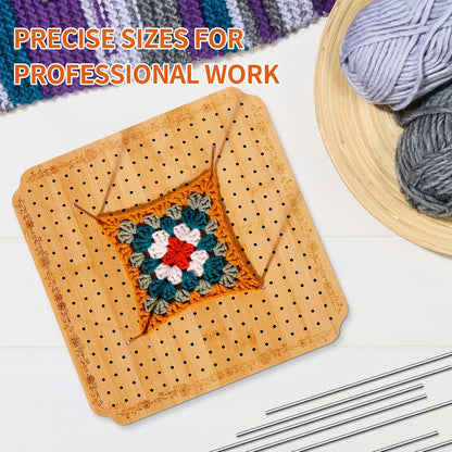 CraftyManor 7.6 in Blocking Boards for Crochet Projects with Rose Pattern, Crochet Blocking Board with Pegs, Granny Square Blocking Board with 20 Stainless Steel Pegs, Bamboo