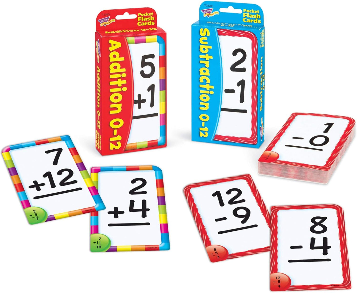 Trend Enterprises: Math Skill Drill Flash Cards, Addition 0-12, Self-Checking Cards to Practice and Master, Great for Skill Building and Test Prep, 91 Cards Included, Ages 6 and Up