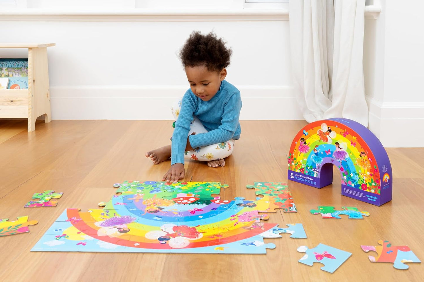 Crocodile Creek 36-Piece Jigsaw Floor Puzzle - Shark Reef - for Kids Ages 3-5 - Heavy-Duty Shaped Box for Storage - 24" W x 18" H Finished