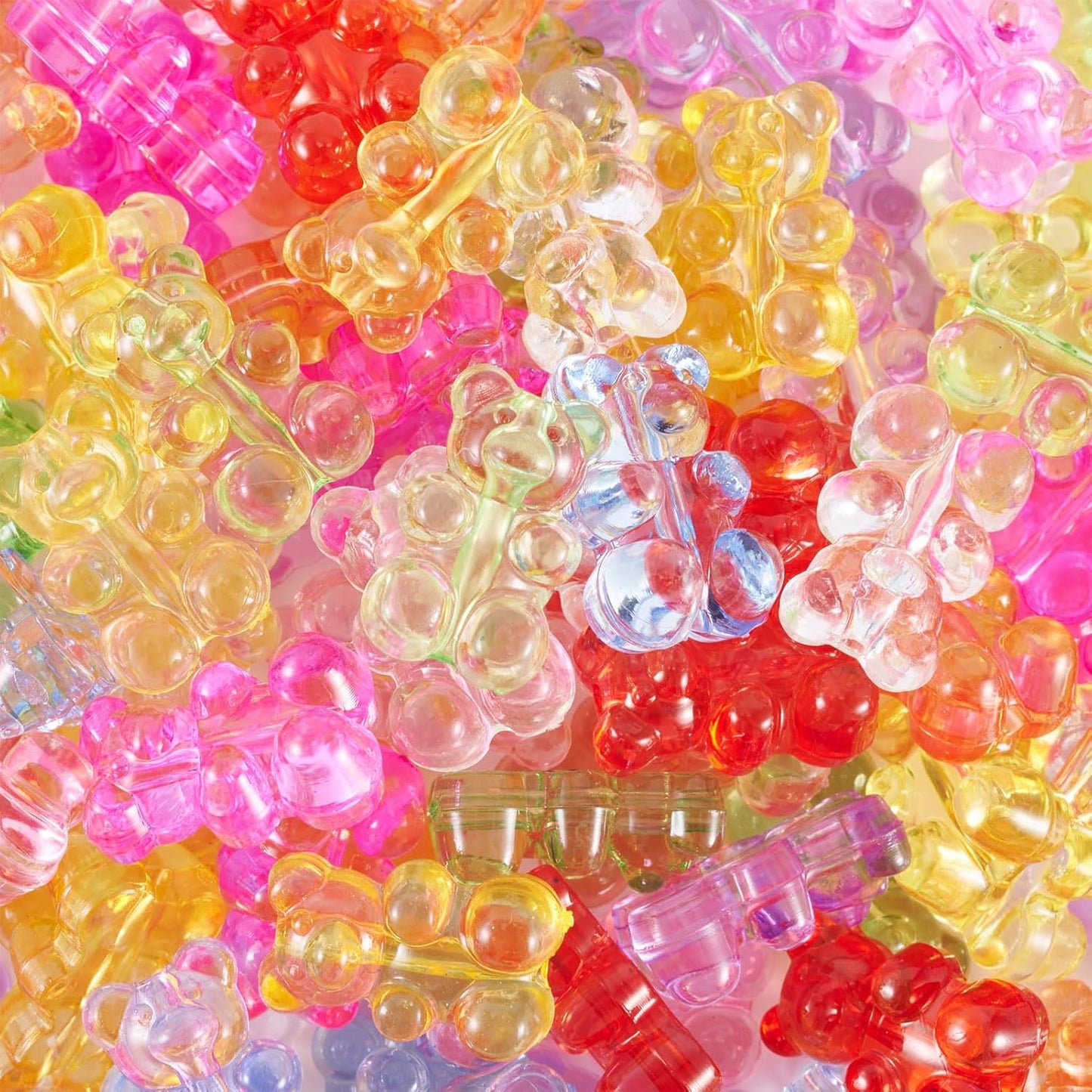 Kissitty 100Pcs Clear Acrylic Bear Beads Cute Bears Loose Beads Bulk Transparent Gummy Bear Spacer Bead Counting Bears for Bracelet Adults Necklace Earring Crafts Bag Key Chain DIY Jewelry Making