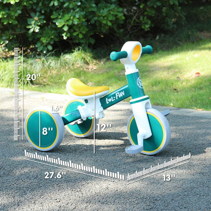 LOL-FUN Tricycle for Toddlers 1-3 Years Old Boys Girls Toy, 4 in 1 Baby Balance Bike for 1 2 Year Old Gift, Kids Bicycle with Easy Assembly Removable Pedal