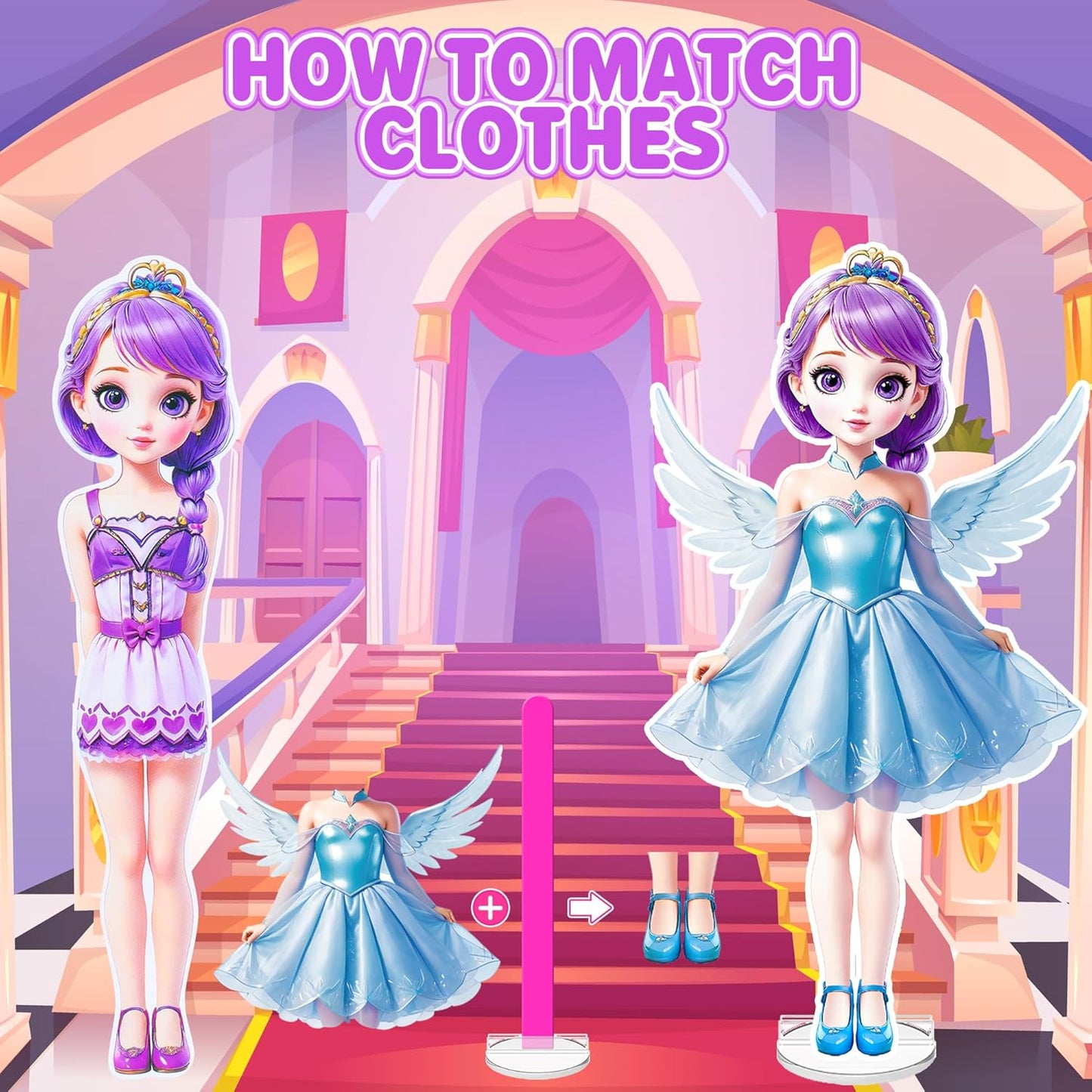Magnetic Dress Up Dolls for Girls - Princess Magnet Paper Dolls Book with 3D City Buildings - Travel Car Trip Quiet Book Game Toys Easter Birthday Gifts for Kids Toddlers Ages 3 4 5 6 7(Style C)