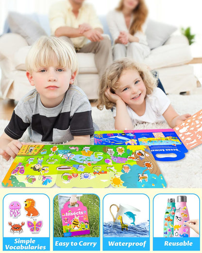 Walenced Reusable Sticker Book for Toddlers, Stickers for Kids, Toddler Sticker Book, Toddler Craft Activities, Toddler Travel Toys Ages 3 and Up Boy Girl Birthday Gifts