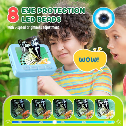 IMICHI Microscope for Kids 50X-1000X Magnification- 2 inch IPS HD Screen, 32GB storage Card, 1080P Video, 2-Hour Battery Life, Easy Carry, Slides Included - Perfect Science Kit Gift for Kids Ages 8-12