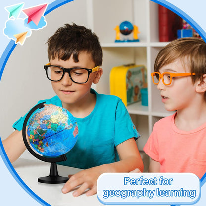 Meooeck 12 Pcs World Globe with Stand 4.6 Inch Geographic World Globe Bulk for Kids Students Learning Educational Classroom Desk Table Decoration, Blue