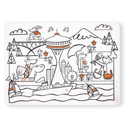 Modern-Twist 100% Plastic Free Silicone Waterproof, Dishwasher Safe Doodle Mat, Single Mat, Alphabet Animals