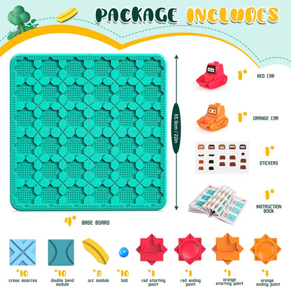 STEM Logic Road Builder Toys: Board Games Toys for 5 Year Old Kids, Montessori Brain Teaser Puzzles Educational Learning Activities Toy for Kid Ages 3 4 6-8 12 Boys Girls Gifts (Orange 32PCS)