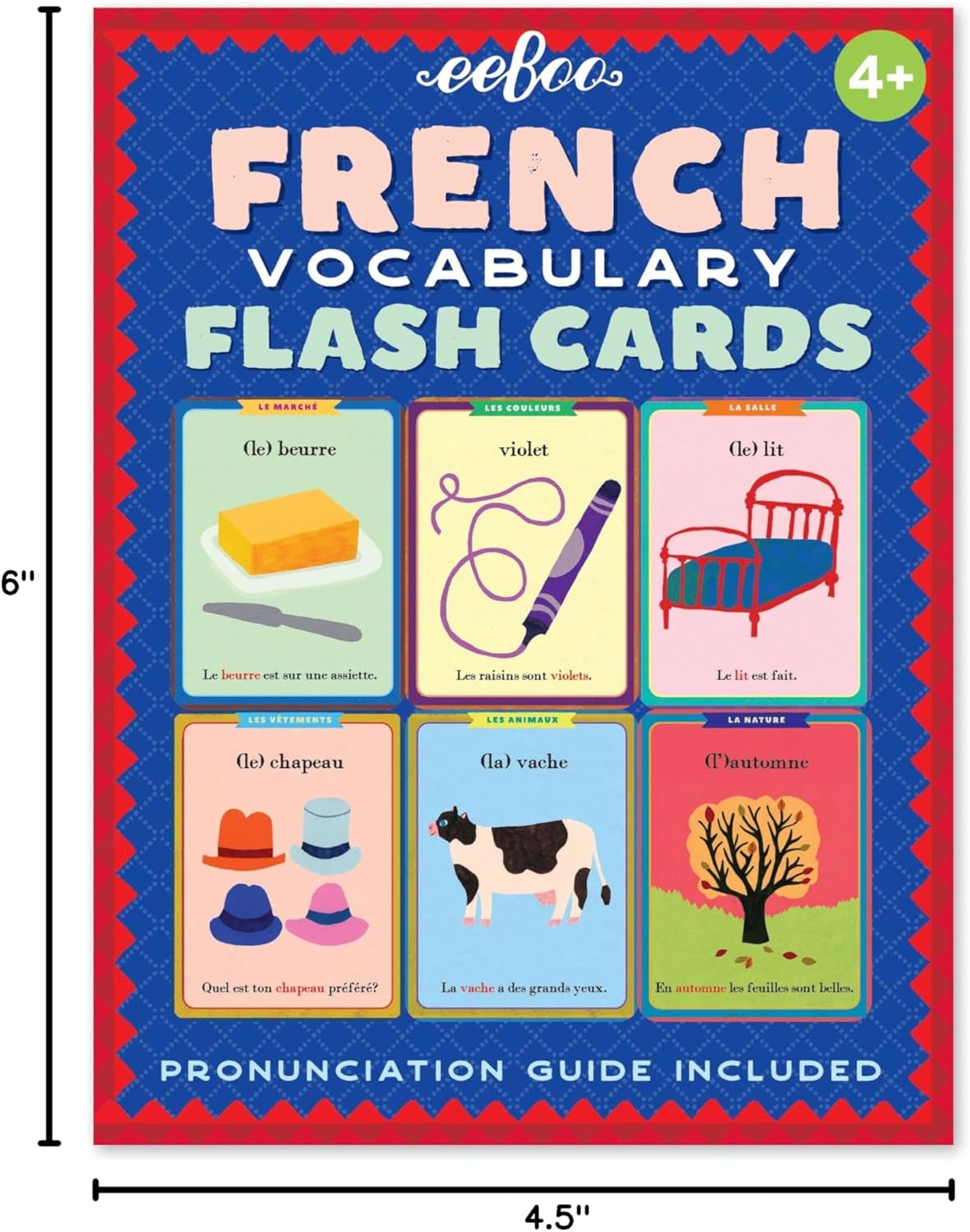 eeBoo: French Vocabulary Flash Cards, Learn French, Imaginative Problem Solving, Educational Games that Cultivates Conversation, Socialization, and Skill-Building, Perfect for Ages 4 and up