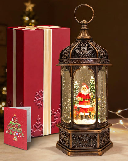 Extra Large Christmas Snow Globes Christmas Lantern, 12.99" Musical Snow Globe with 8 Songs, Santa Snowglobe for Kids Adults, 6H Timer Dual Power, Lighted Christmas Decorations Indoor Gifts
