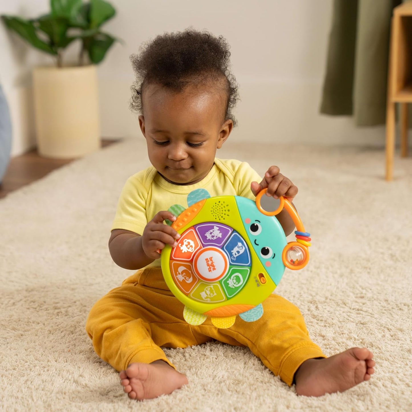 Bright Starts Lights and Colors Driver Toy Steering Wheel with Car Sounds for Pretend Play - Green, 6 Months and up