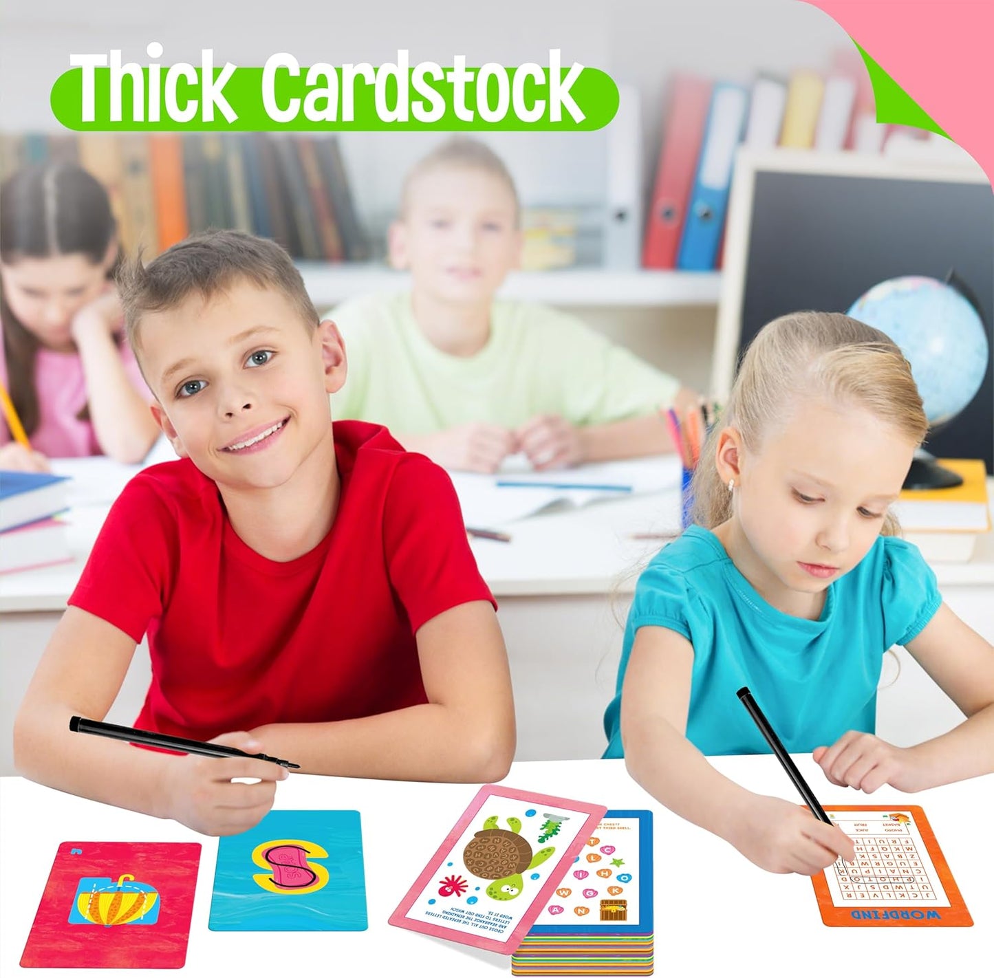 60 Alphabet and Game Cards, Double-Sided Letter Flashcards, Crossword, Tic-tac-Toe. WordSearch, Word Spelling Games for Kids, CVC, CVCC, CCVC & First Words Learning Tool