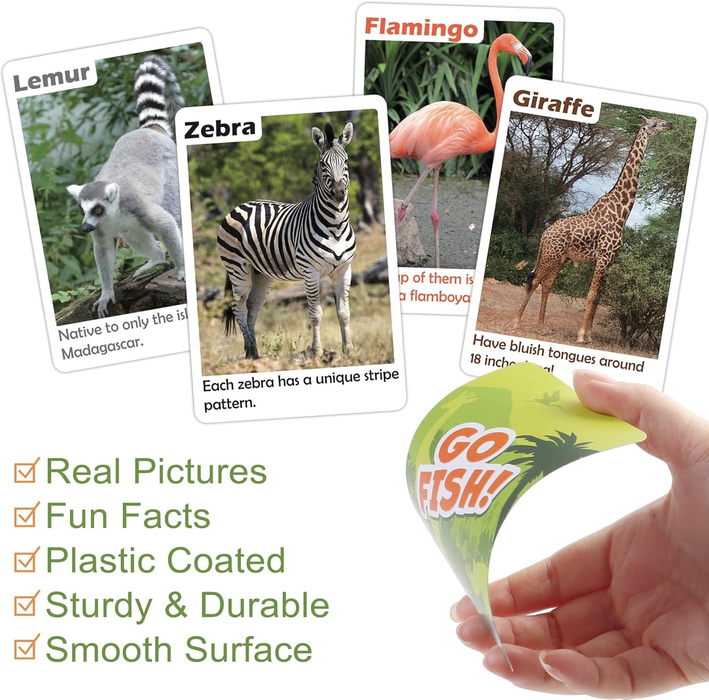 BenBen Go Fish Card Game for Kids, 104 Cards, Ocean Theme Memory Matching Game, Sea Animals Learning Playing Cards, Picture Cards with Real Photos, Fun Facts, 2-8 Players