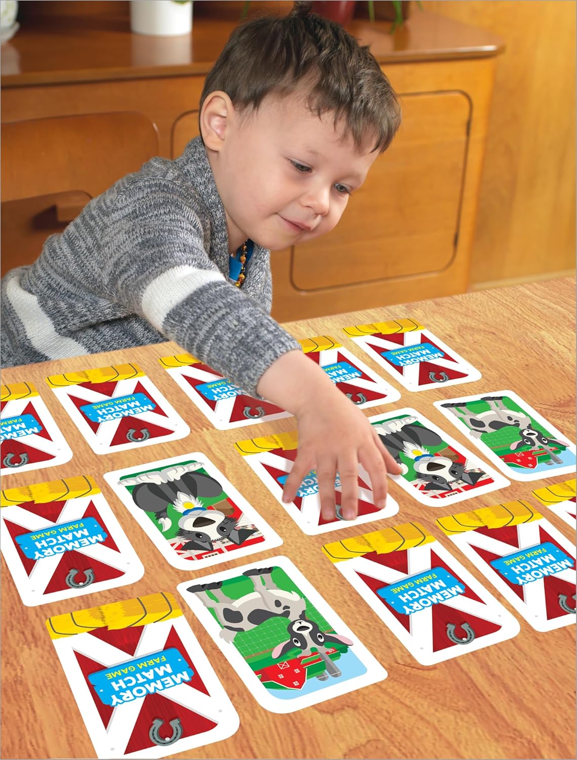 School Zone Memory Match Farm Card Game: 56 Game Cards, Preschool, Kindergarten, Animals, Early Reading, Counting, Matching, Vocabulary, Ages 3+