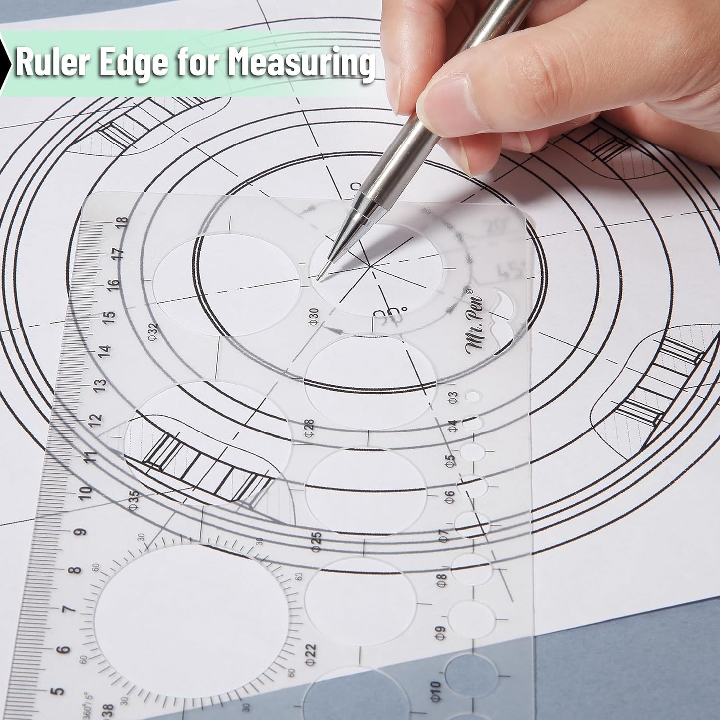 Mr. Pen Circle Templates - Large & Small Sizes, Circle Stencil & Ruler for Drafting & Drawing