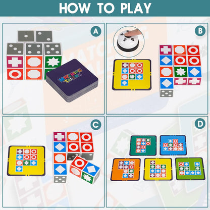 Funtactics Wooden Matching Game Puzzle 3.0 Games, Pattern Block Match Puzzles Building Cubes with Bell for Kids and Adults Toys Board Games for Family Night 5 Players