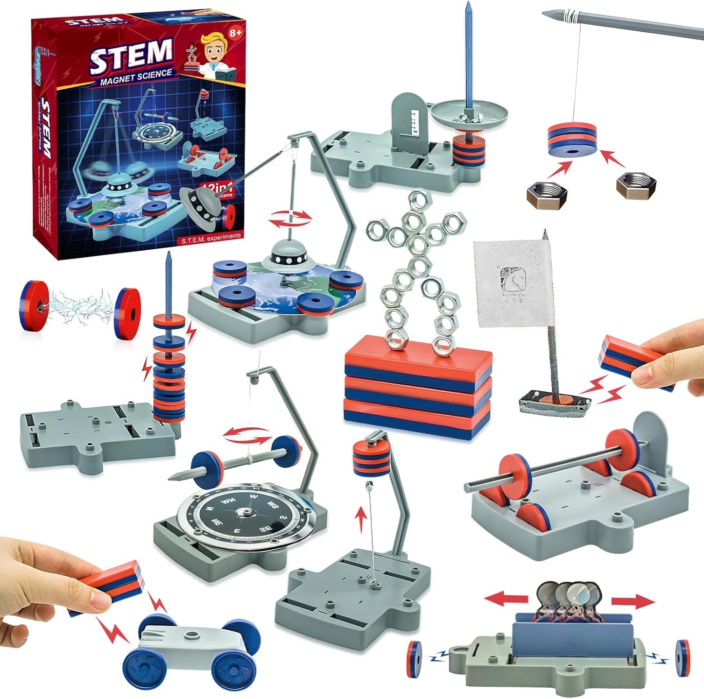 Magnetic Science Kit,Anti Gravity Magnetic Levitation Kit,12 in 1 Magnetic Science Magnetic Toys for Kids Ages 8-12 Magnets for Science Magnetic Physics Toys Educational Gift for Kids