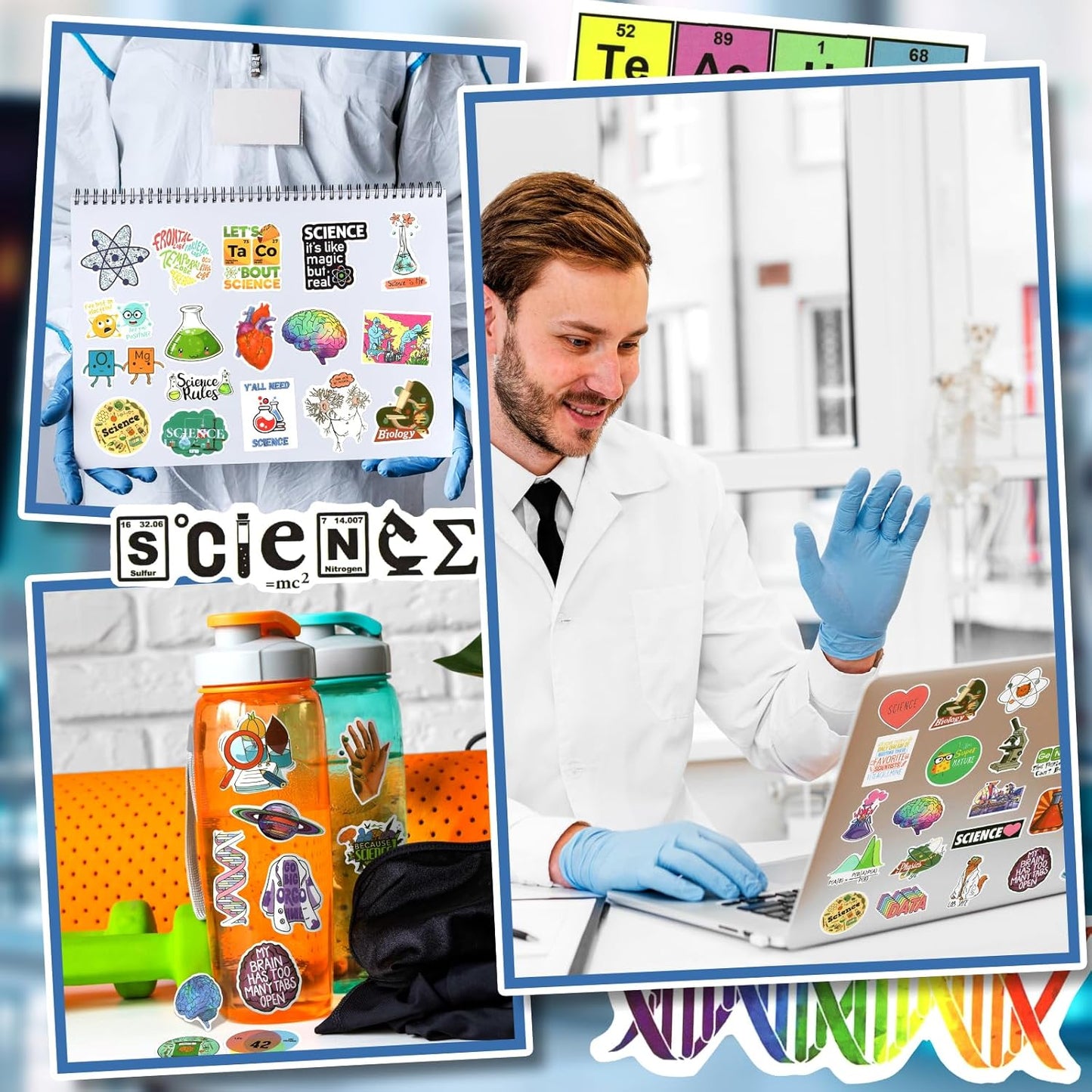 100 PCS Science Stickers for Water Bottles,Science Laboratory Stickers for Adults Students Teacher,Physics Biology Chemistry Experiment Math Gifts