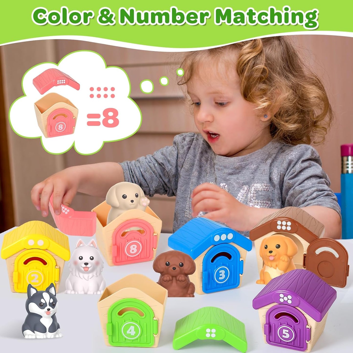 Learning Toy for Toddlers 1 2 3 Year Old, 10 Farm Animal Toys & 10 Barns, Counting, Matching & Sorting Montessori Educational Sensory Toys, Christmas Birthday Easter Gift for Baby Boy Girl 1-3