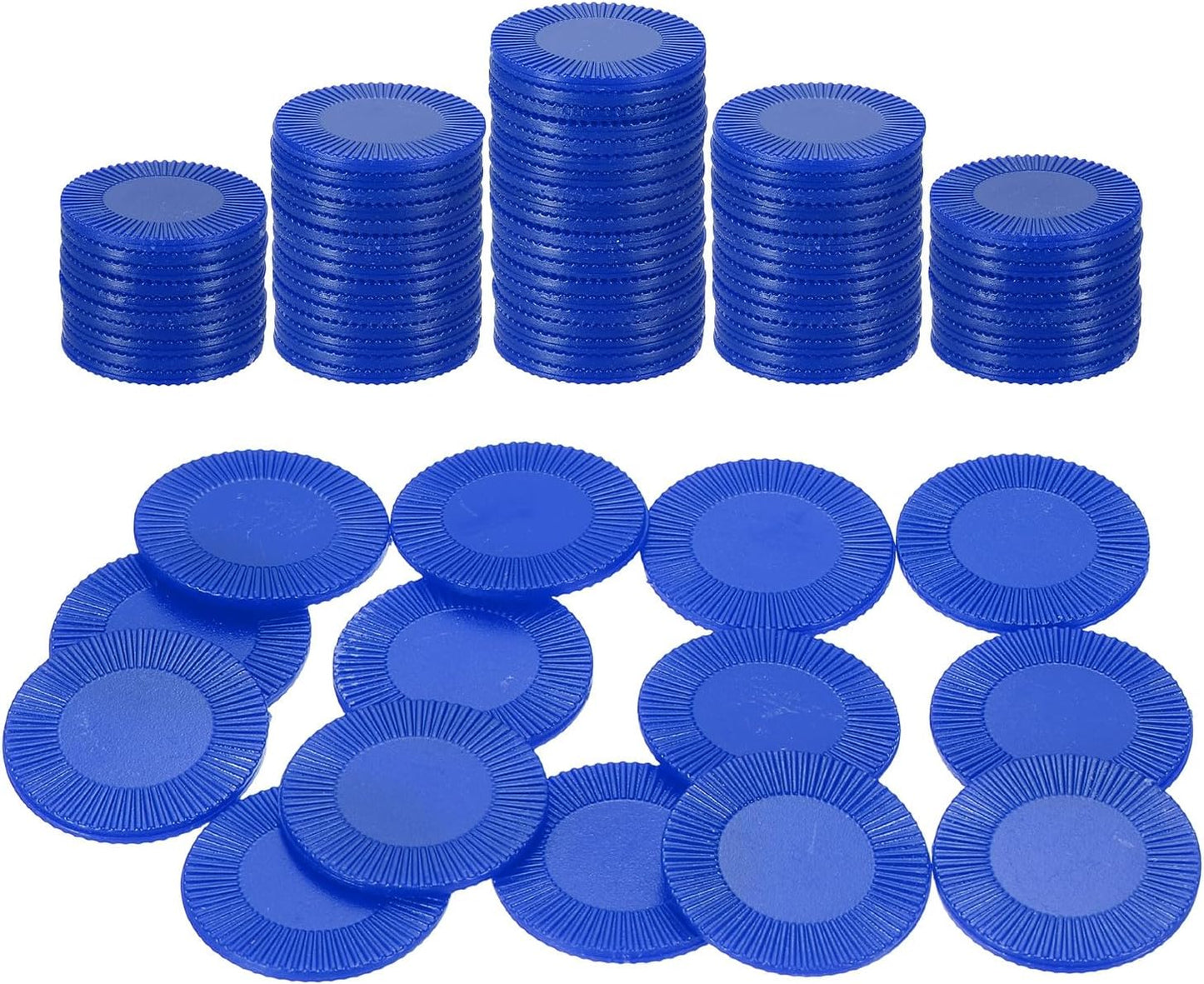 uxcell 100Pcs Plastic Poker Chips, 1 Inch Mini Bingo Chips Learning Counters Counting Counters Disks Markers Opaque Game Tokens for Game Play Math Counting, Blue, Pattern