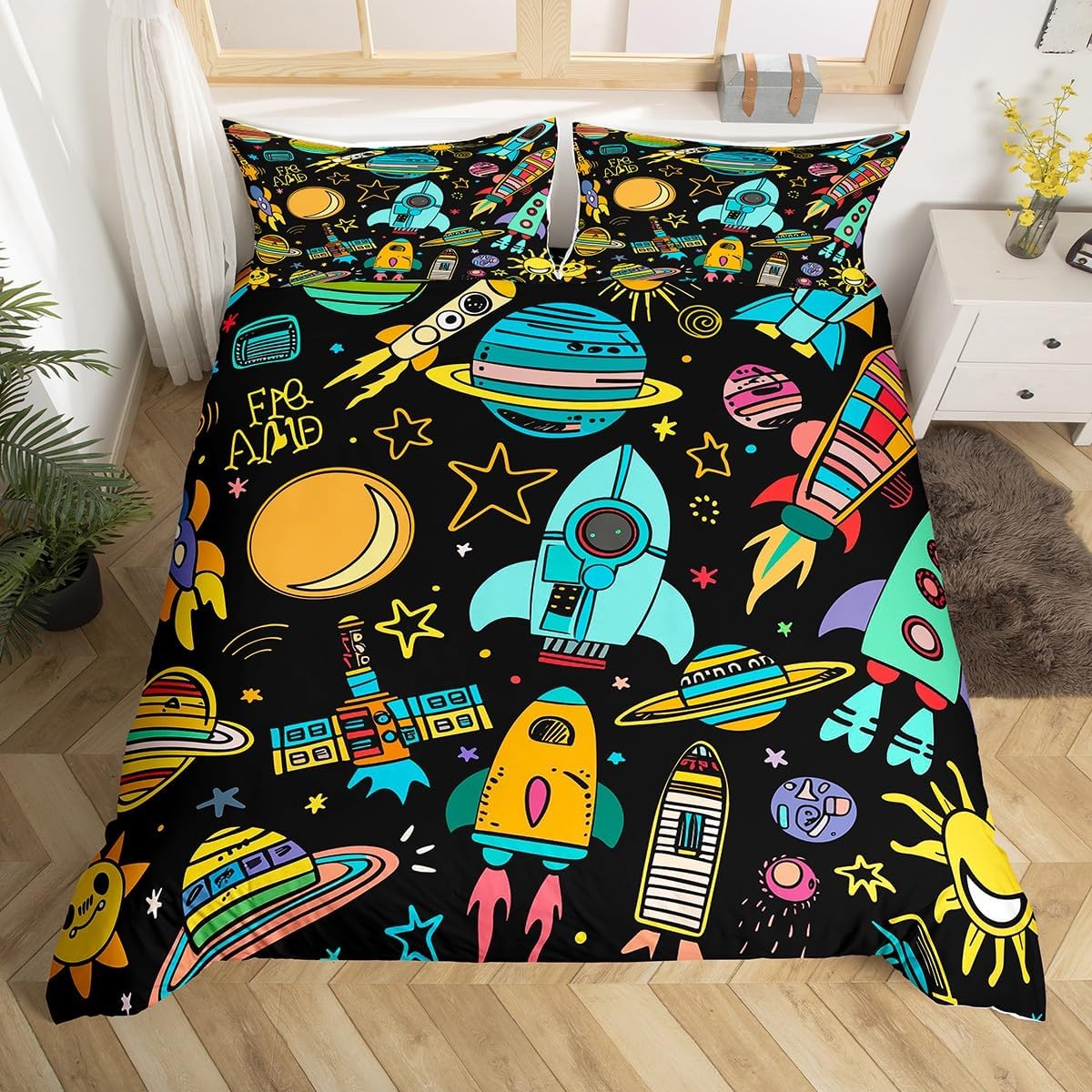 Erosebridal Chemistry Bedding Set Chemical Equation Comforter Cover for Kids Boys,Science Students Duvet Cover Test Tube Microscope Chemical Equipment Bed Set Full,Science Educational Dorm Room Decor
