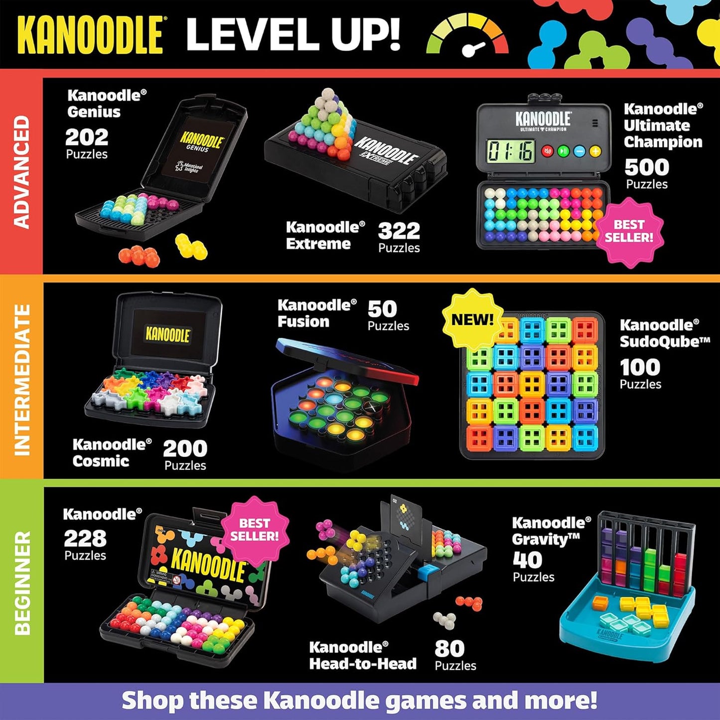 Educational Insights Kanoodle Shape Escape – Brain Teaser Puzzles for Kids Ages 8-10, 3D Spatial Puzzle Games for Adults, Teens and Kids, Problem Solving Toys and Logic Puzzles, Single Player Games