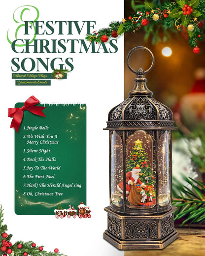 Musical Christmas Snow Globes Lantern, 7.87" Lighted Electric Snowglobes with 8 Holiday Songs 6H Timer Dual Power, Snowman Christmas Ornaments Snow Globe for Kids Adults Xmas Decor Gifts for Men Women