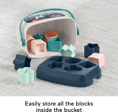 Fisher-Price Stacking Toy Baby’s First Blocks Set of 10 Shapes for Sorting Play for Infants Ages 6+ Months, Navy Fawn (Amazon Exclusive), Pack of 2