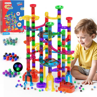MaxTronic Marble Run Kit for Kids,Upgrade Marble Maze Kit 16mm Marbles 109pcs Building Blocks STEM Learning Toys Christmas Birthday Gift for Kids Aged 3-12