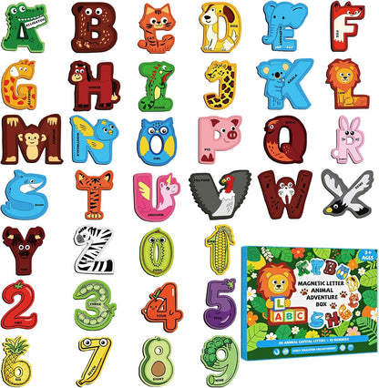 Magnetic Letters and Numbers Animal Cute Fridge Magnets ABC Alphabet Magnets for Toddlers 1-3 Refrigerator Magnets for Kids Preschool Spelling and Learning