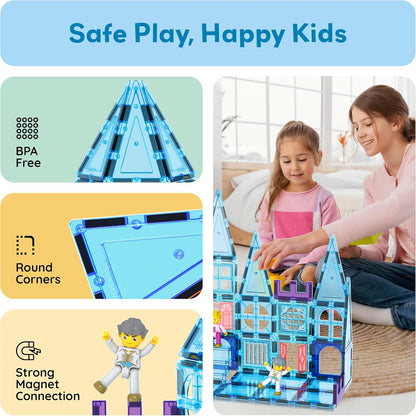 PicassoTiles Magnetic Building Block Set Geometry Shape Magnet Tiles Construction Toy STEM Learning Kit Educational Playset Playboard Pretend Play Stacking Blocks Child Brain Development PT16