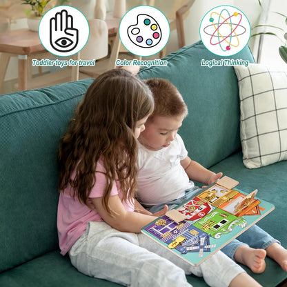Wooden Activity Board, Wooden Latches Busy Board, Montessori Busy Board, Fine Motor Skills, Educational Preschool Learning Toy for Toddlers 3+
