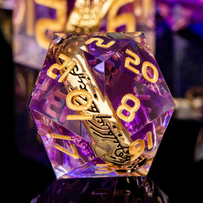 Magic Golden Ring DND Dice Set Sharp Edge Red Resin Dice with Box, for use with Dungeons Dragon RPG D&D Tabletop Games Lord D and D Polyhedral Dice Set