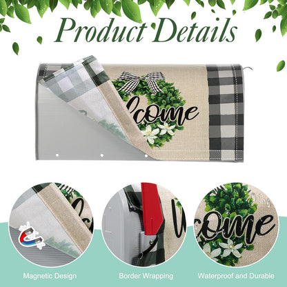 Tiamon Monogrammed L Mailbox Covers Magnetic Eucalyptus Welcome Letter Box Wrap Standard Size 21x18 Inch Spring Summer Leaves Mailbox Decor Eucalyptus Letter Numbers Decoration for Outdoor Garden Yard