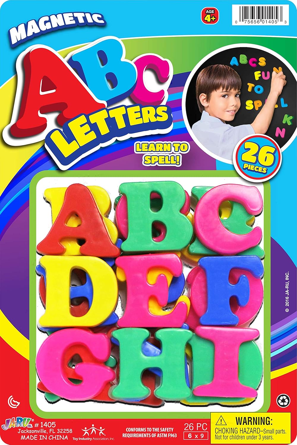 JA-RU Magnetic Letters Toy Set (1 Pack ABC Letters) Colorful Plastic Letters. Refrigerator Magnets for Kids & Toddler. Alphabet Learning, Spelling Words. Educational Preschool Toy. ABC-1405-1A