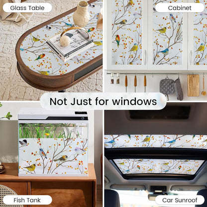DKTIE Wooden Blinds Pattern Decorative Window Privacy Film, Sun Blocking Heat Control, Static Cling No Glue, with Installation Tools, Stained Glass Window Film (S531, 17.7" x 78.7")