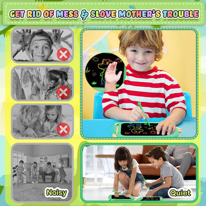 Toddler Toys Age 1-2,10IN Drawing Tablet Doodle Board Writing Tablet for Kids,Learning Toy for 1 2 3 4 5 6 7 8 Year Old Boys Girls Christmas Birthday Gifts,Travel Games Dinosaur Toy for Boys 4-6