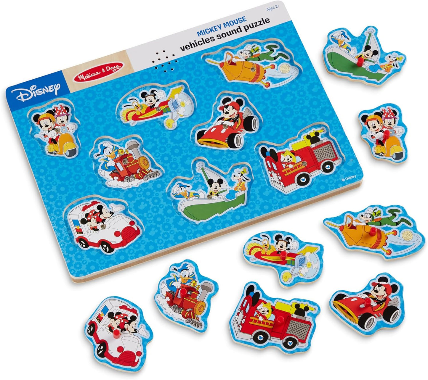 Melissa & Doug Disney Mickey Mouse and Friends Vehicles Sound Puzzle (8 pcs)
