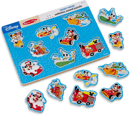 Melissa & Doug Disney Mickey Mouse and Friends Vehicles Sound Puzzle (8 pcs)