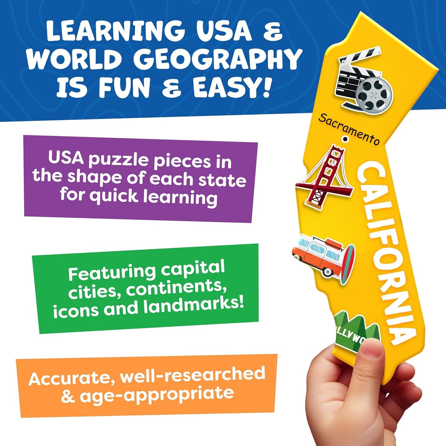 World Map Puzzle for Kids - 75 Piece - World Puzzles with Continents - Childrens Jigsaw Geography Puzzles for Kids Ages 4-8, 5, 6, 7, 8-10 Year Olds - Globe Atlas Puzzle Maps Learning Games Gifts