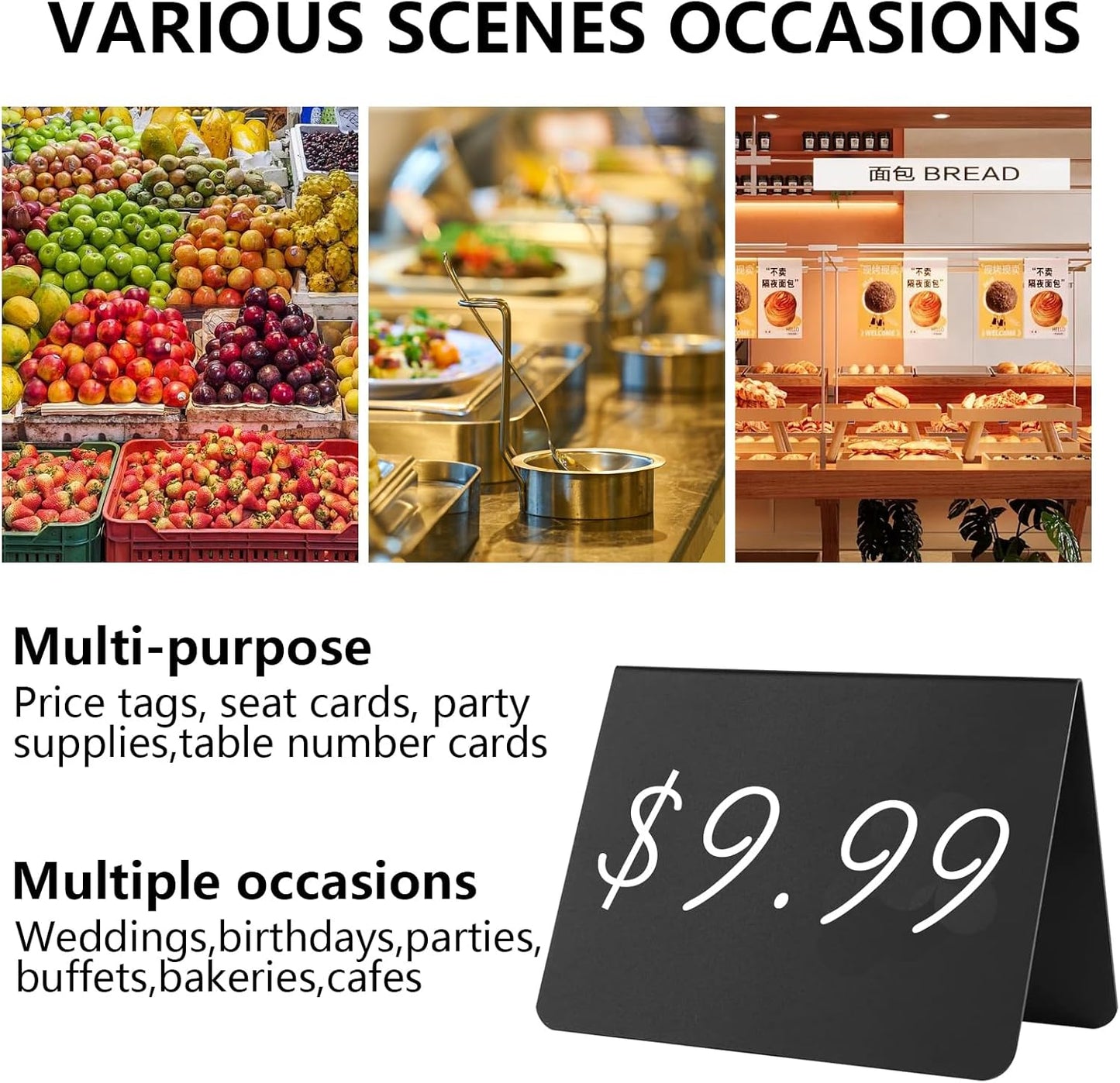 20 Pack 4"x3" V-Shaped Mini Chalkboard Signs, Self-Standing Tabletop Food Labels for Wedding, Bakery, Buffet, Easy to Write & Wipe Off, Includes 7 Color Chalk Markers, Cleaning Cloth