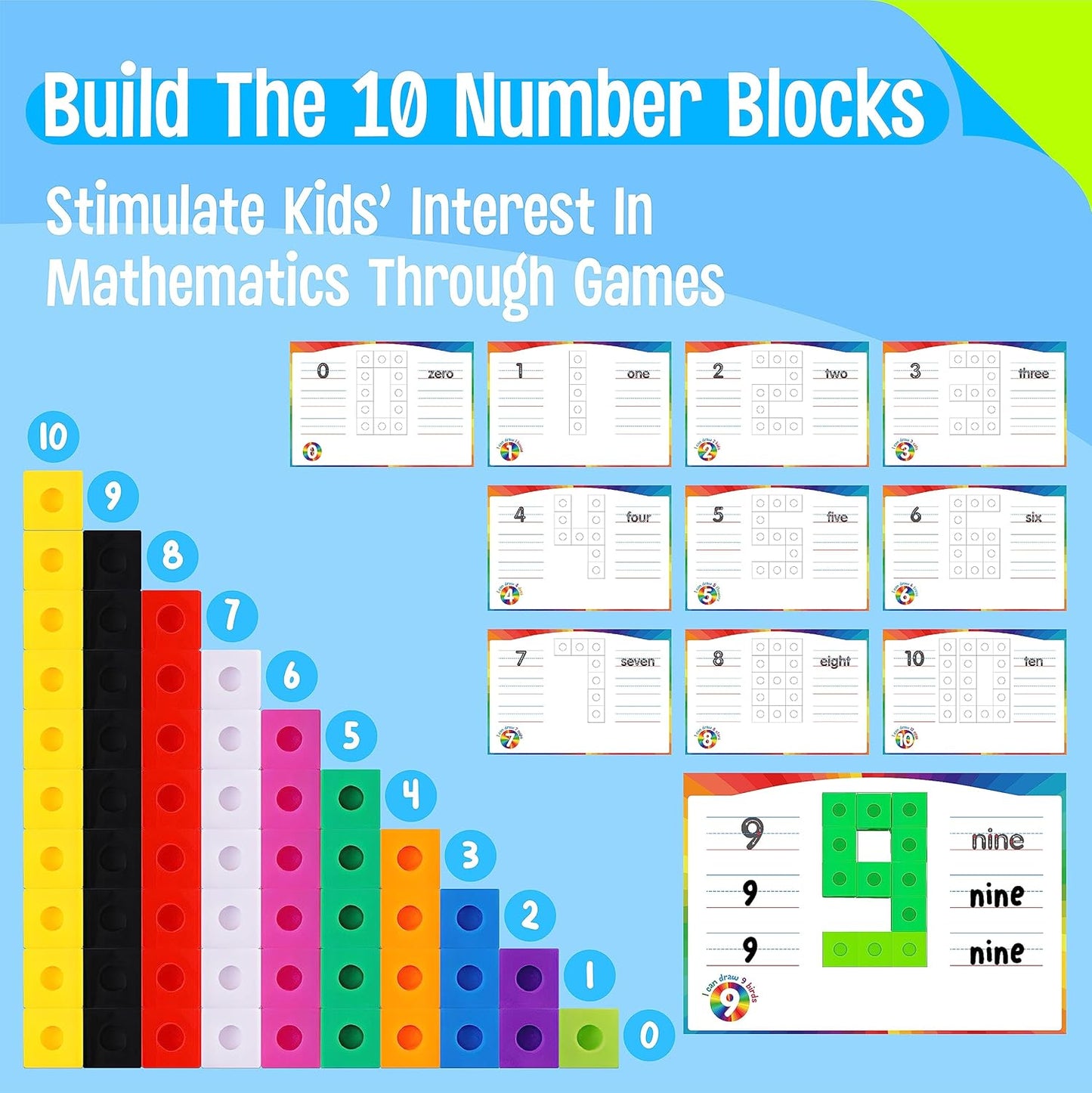 SpriteGru Math Linking Cubes, Math Cubes Manipulatives with Activity Cards Linking Cube Math Counters for Kids Kindergarten Learning Activities