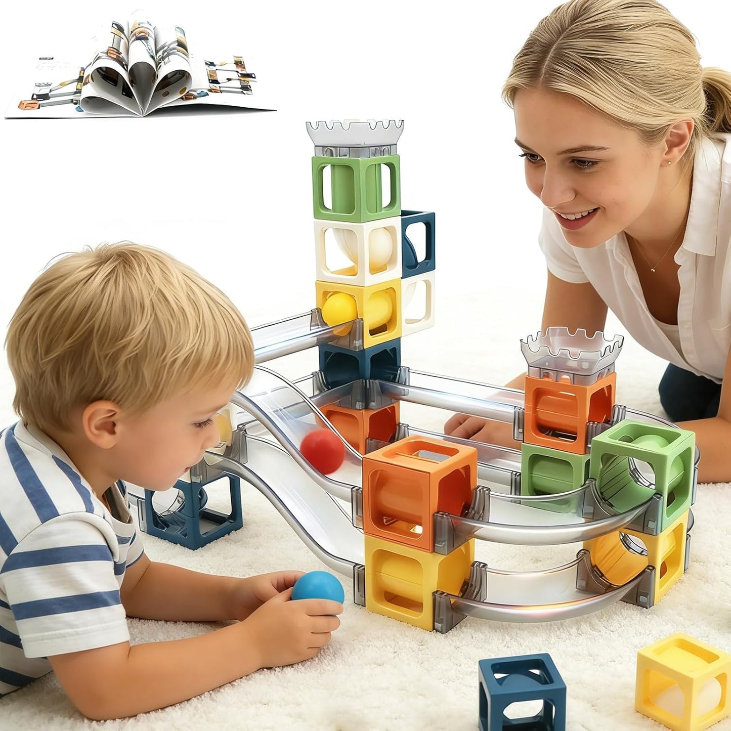 keefun Magnetic Marble Run Building Blocks, 41pcs Marble Runs for Kids 4-8 3-5, STEM Building Toys for Boys 4-6 Toddler Maze Kit Race Track Ball Set Birthday Gift for Age 3 4 5 6 7 8 Construction Game