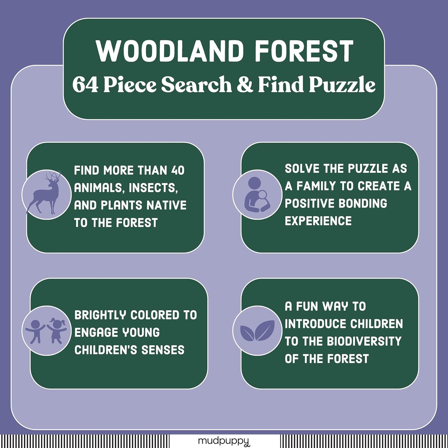 Mudpuppy Rainforest — 64 Piece Search & Find Puzzle Jigsaw Puzzle Featuring Diverse and Exotic Rainforest Animals and Over 40 Hidden Images to Find for Ages 4+