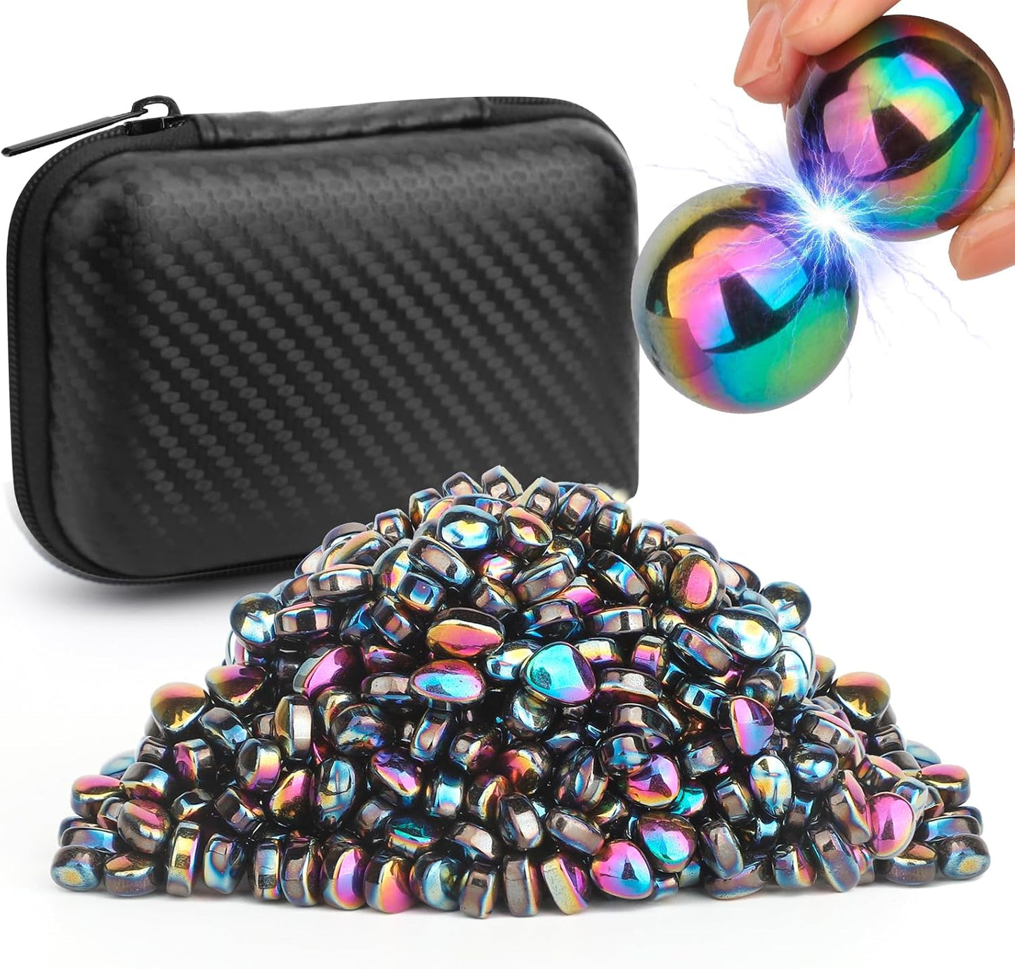 Umnodobn Magnet Slime Putty, Fidget Toy Ferrite Putty Beads, Hematite Magnetic Stones Eggs with 1.26 inch Magnet Balls, Cool Desk Toy, EDC Toy Science Kit Gift