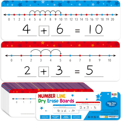 8 Packs Magnetic Number Line Boards, Dry Erase Writable and Erasable Math Board Addition & Subtraction White Board Magnets for Kids, Students, Classroom and Home (Each Measures 12” x 3.5”)