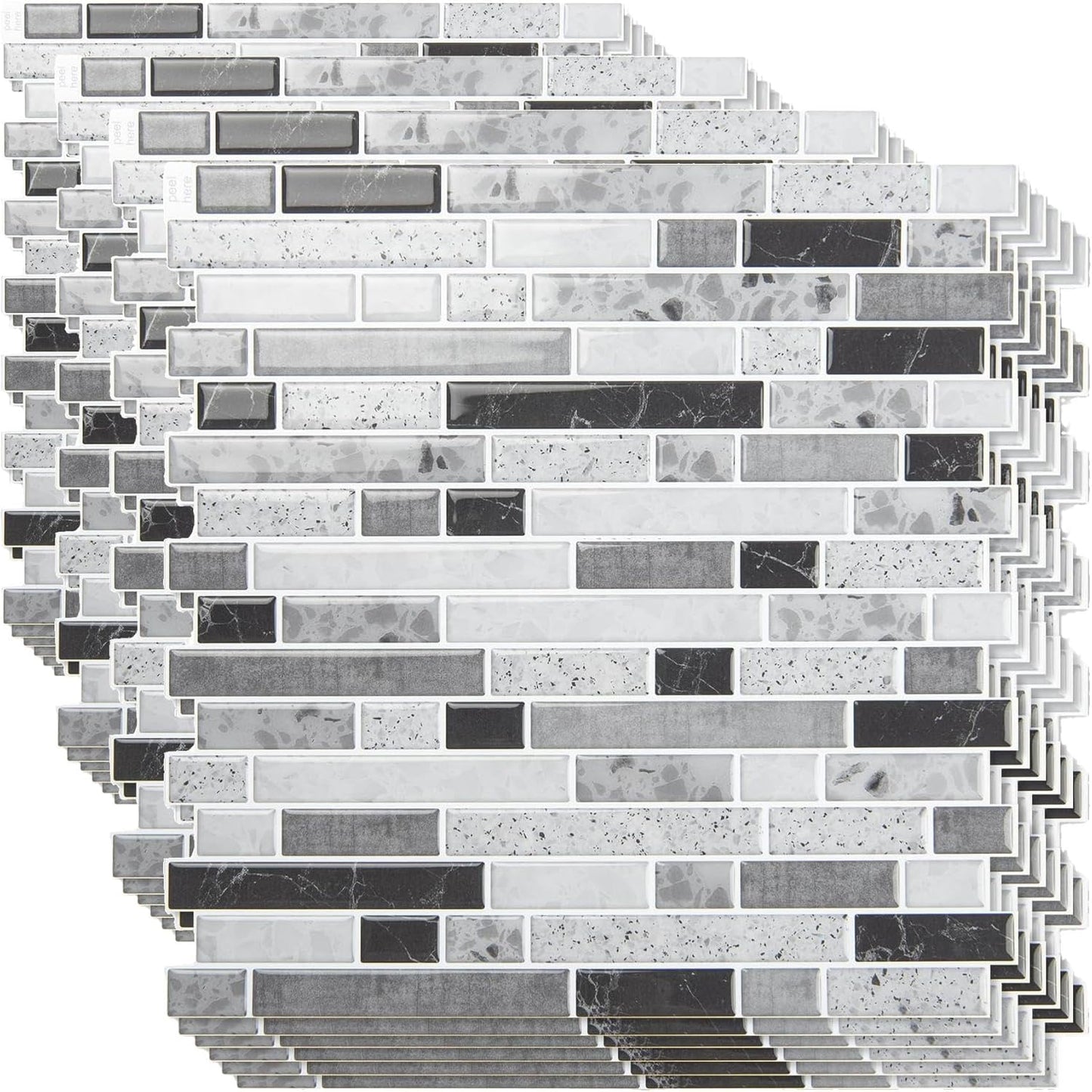 Art3d 10-Sheet Heavy-Duty Peel and Stick Backsplash, Waterproof Wall Tiles Stick on Kitchen Backsplash Living Space, Carrara Grey