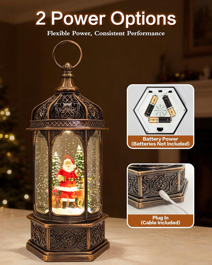 Extra Large Christmas Snow Globes Christmas Lantern, 12.99" Musical Snow Globe with 8 Songs, Santa Snowglobe for Kids Adults, 6H Timer Dual Power, Lighted Christmas Decorations Indoor Gifts