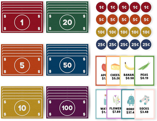 Good Ground Pretend Play Kids Felt Money Educational Montessori Toy Dollars Bills Coins Wallet Childrens Counting Set Toddlers STEM Gift Rainbow