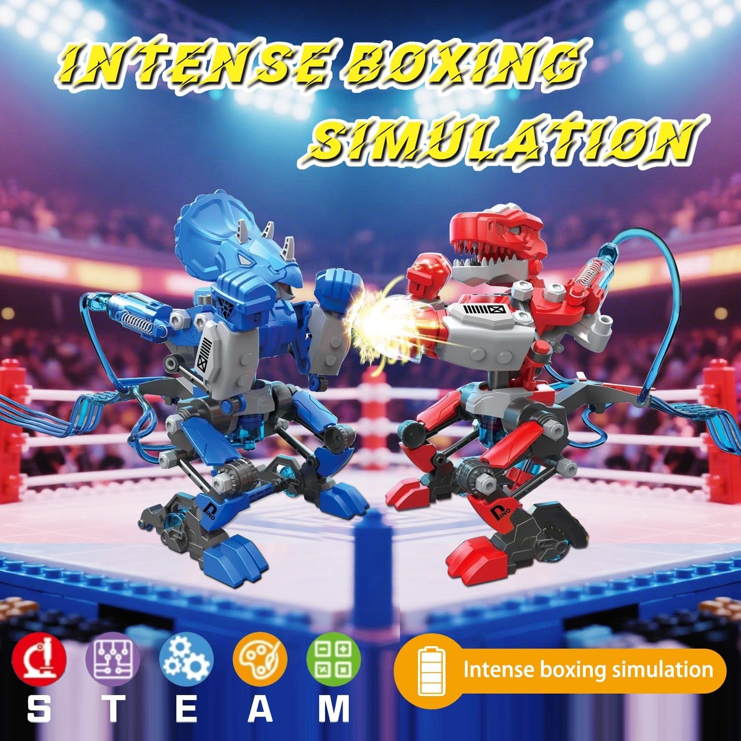 Hydraulic Boxing Bots STEM Robot Building Kit, 2 Hydraulic Powered Battle Fighting Robots, Educational Birthday Gift for 8-12 Year Old Boys & Girls