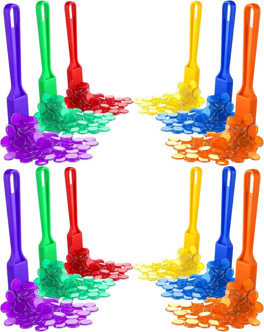 Yunsailing 1212 Pcs Magnetic Bingo Wand with Chips 6 Colors Metal Chip Magnet Wand for Classroom Large Group Game Family Game Night Kid Sensory Bin Counting and Sorting Science Educational Activities